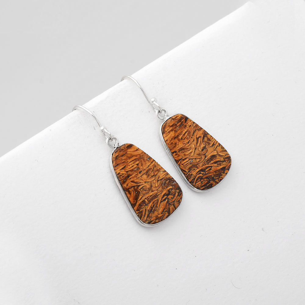 Natural Coquina Fossil Jasper India Earrings E-1001 SDE51118
