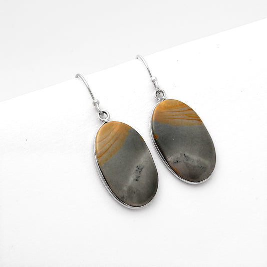 Natural Polygram Jasper Earrings E-1001 SDE52137