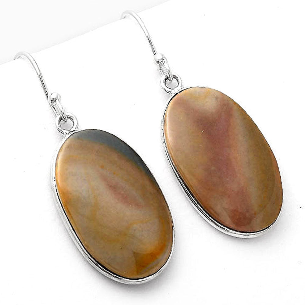 Natural Polygram Jasper Earrings E-1001 SDE52289