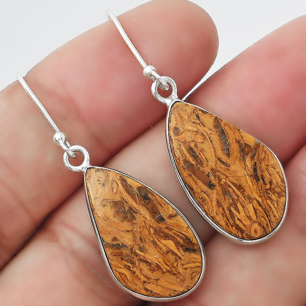 Natural Coquina Fossil Jasper India Earrings E-1001 SDE55264