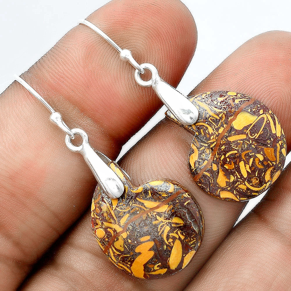 Natural Coquina Fossil Jasper India Earrings E-1214 SDE55416