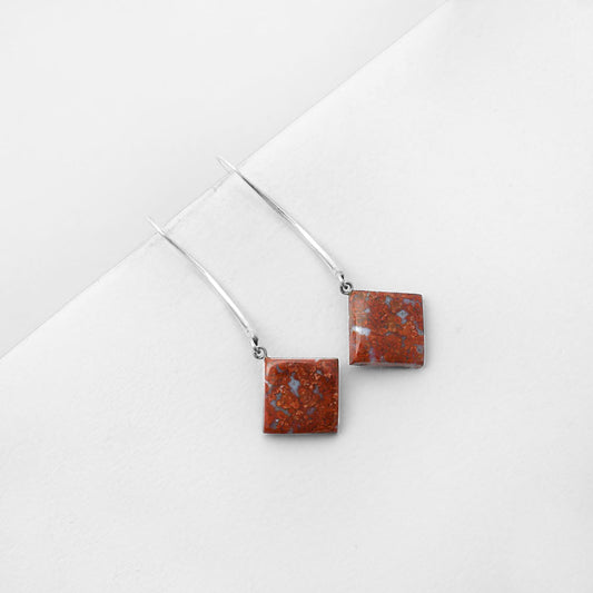 Natural Red Moss Agate Earrings E-1095 SDE55604