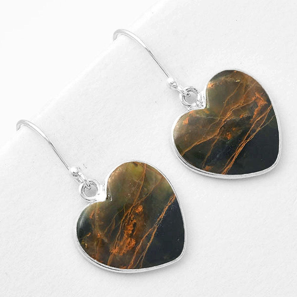 Heart Turkish Rainforest Chrysocolla Earrings E-1022 SDE56686