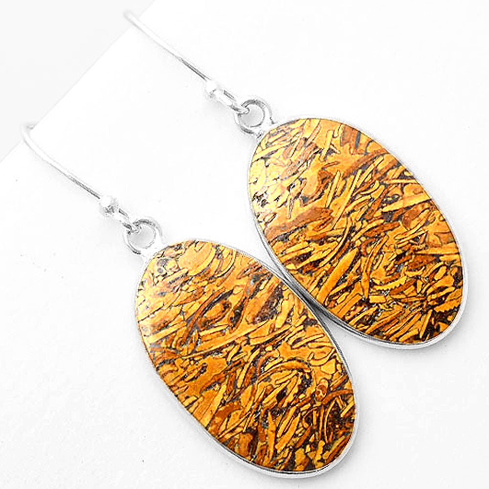 Natural Coquina Fossil Jasper India Earrings E-1001 SDE57414