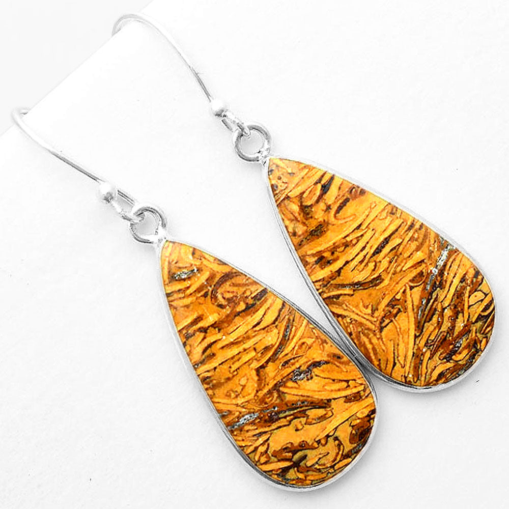 Natural Coquina Fossil Jasper India Earrings E-1001 SDE57415