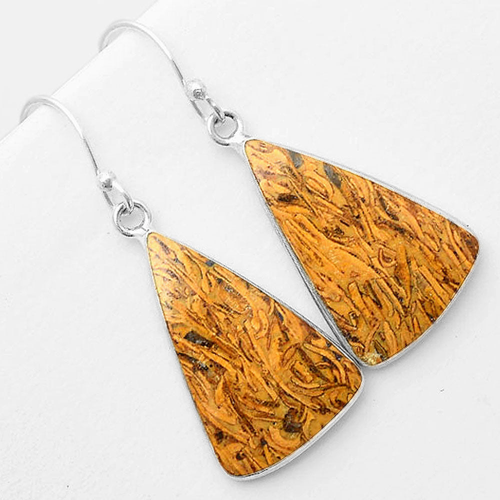 Natural Coquina Fossil Jasper India Earrings E-1001 SDE57421