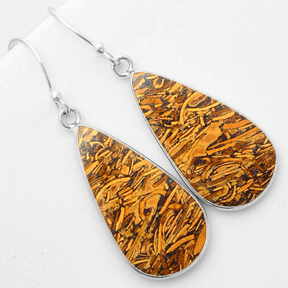 Natural Coquina Fossil Jasper India Earrings E-1001 SDE57433
