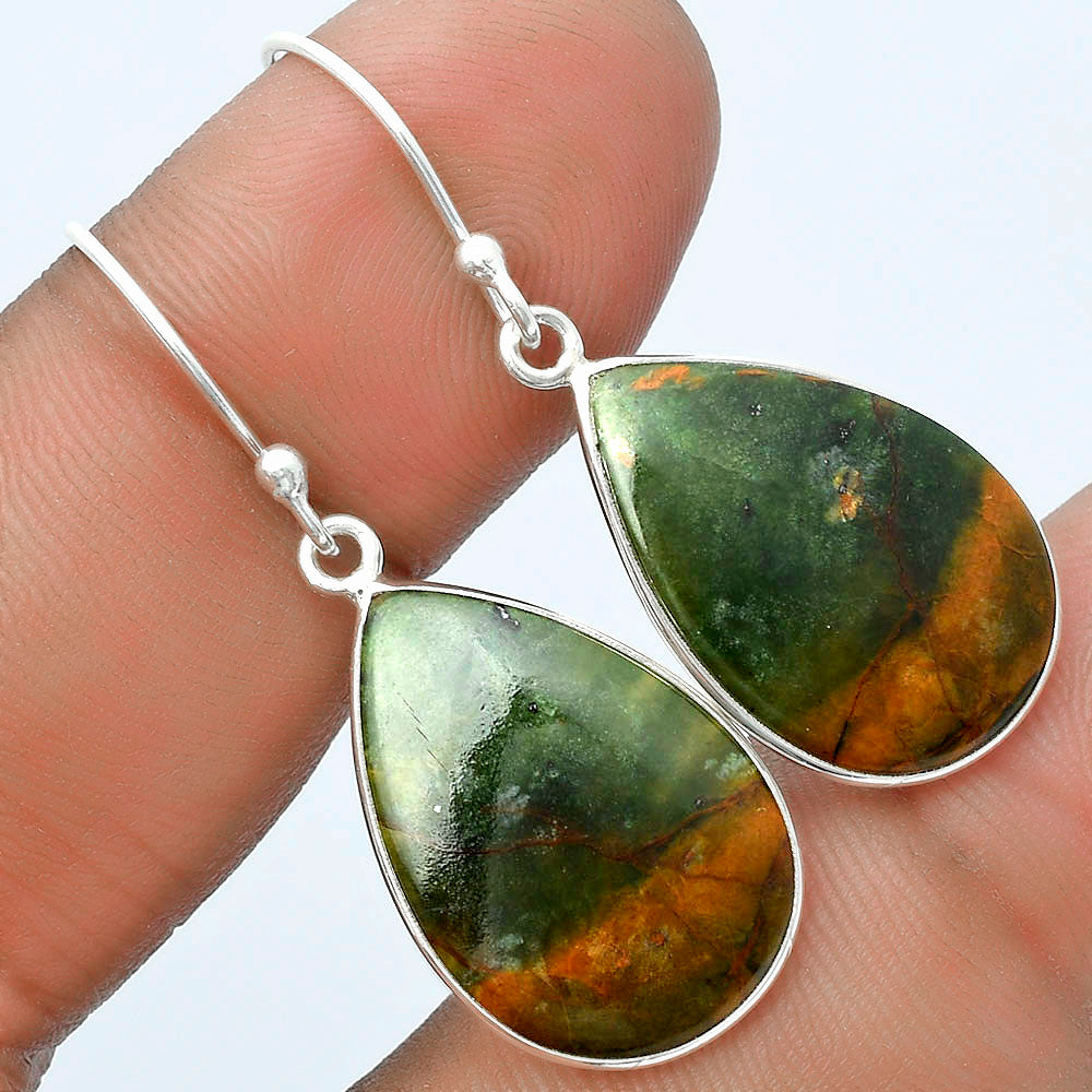 Natural Turkish Rainforest Chrysocolla Earrings E-1001 SDE58413