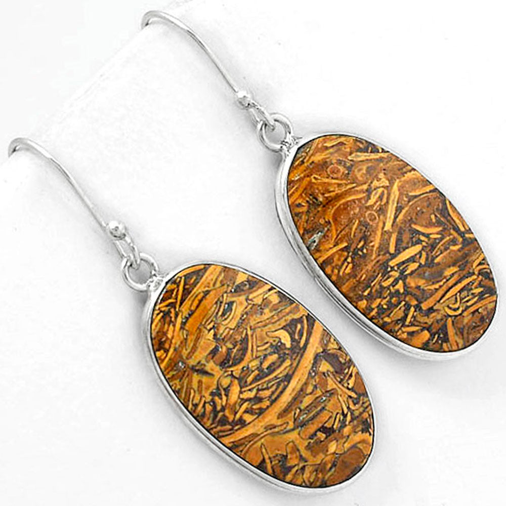 Natural Coquina Fossil Jasper India Earrings E-1001 SDE61379