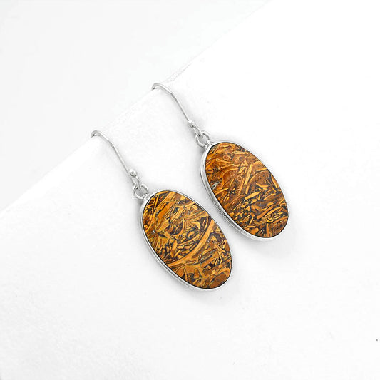 Natural Coquina Fossil Jasper India Earrings E-1001 SDE61379