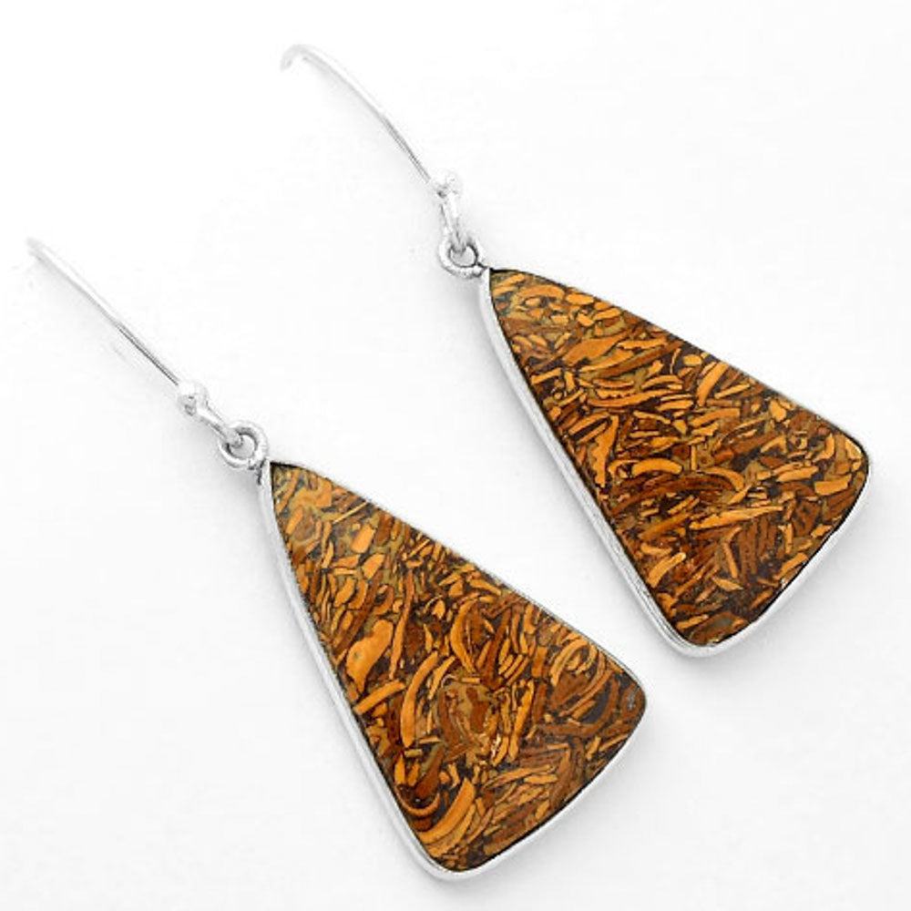 Natural Coquina Fossil Jasper India Earrings E-1001 SDE62465