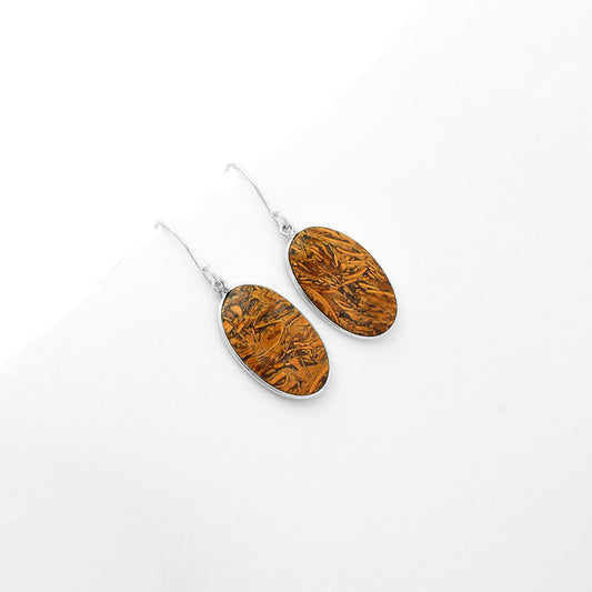 Natural Coquina Fossil Jasper India Earrings E-1001 SDE62468