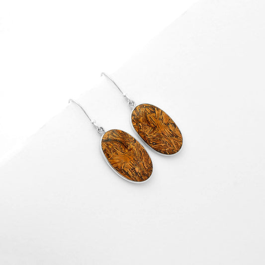 Natural Coquina Fossil Jasper India Earrings E-1001 SDE62472