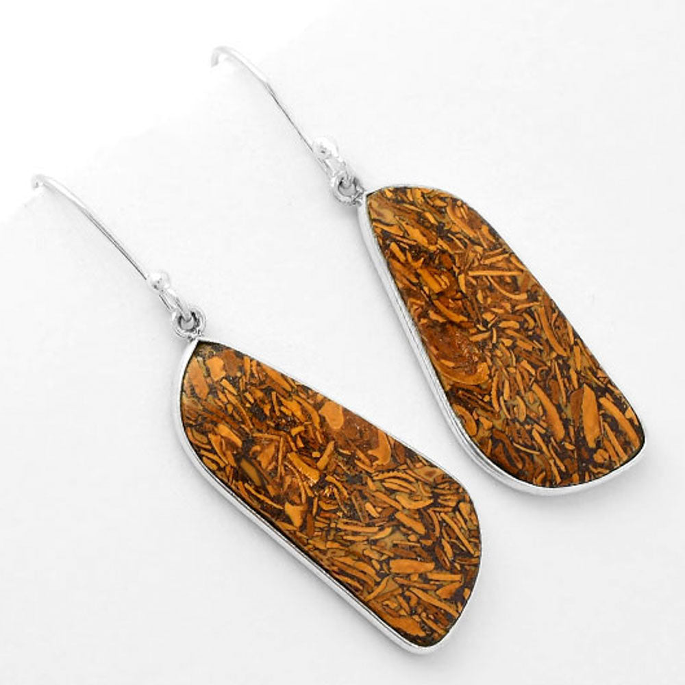 Natural Coquina Fossil Jasper India Earrings E-1001 SDE62473