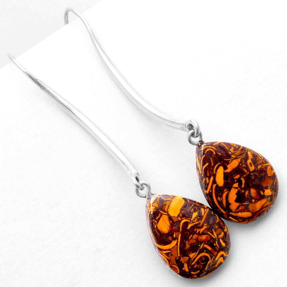 Natural Coquina Fossil Jasper India Earrings E-1095 SDE62699