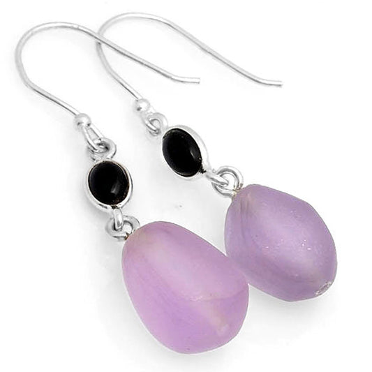 Natural Amethyst Brazil & Black Onyx Earrings E-1011 SDE62746