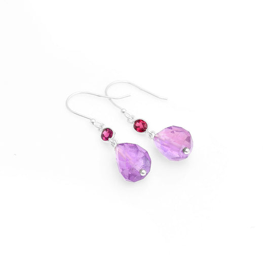 Faceted Amethyst - Brazil & Garnet Earrings E-1012 SDE62839