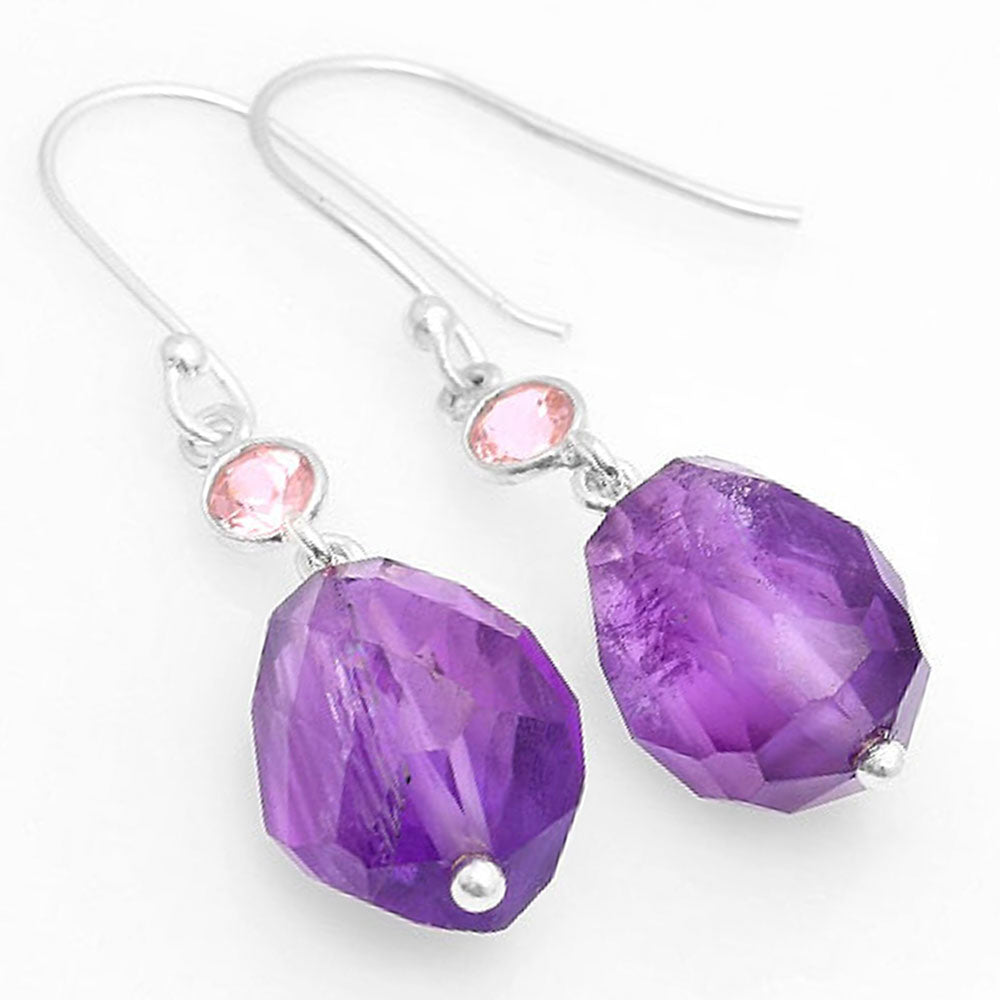 Faceted Amethyst Brazil & Morganite Earrings E-1012 SDE62843