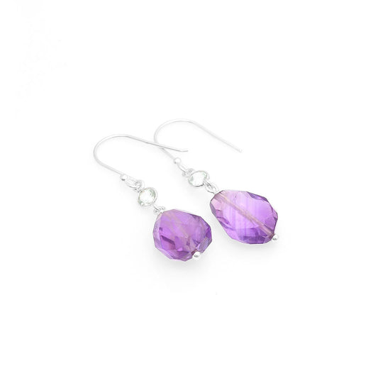 Faceted Amethyst Brazil & Prasiolite Earrings E-1012 SDE62856