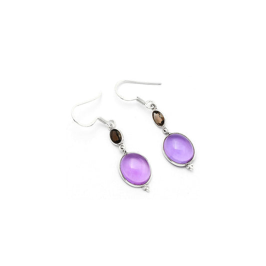 Amethyst Cab - Brazil & Smoky Quartz Earrings E-1006 SDE63465