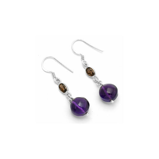 African Amethyst & Smoky Quartz Earrings E-1012 SDE64802