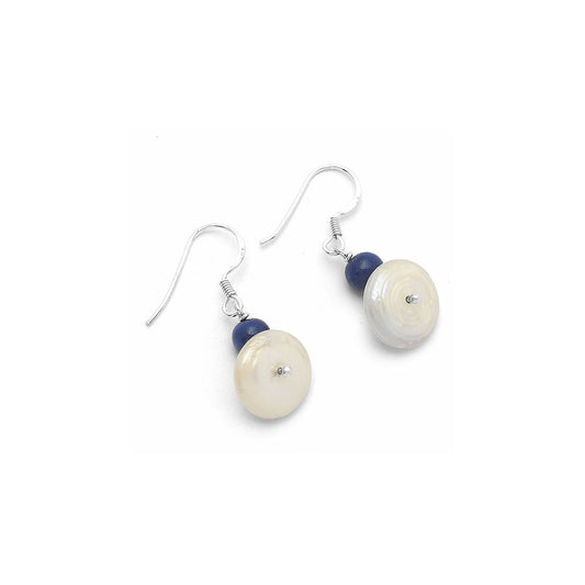 Natural Fresh Water Pearl & Lapis Earrings E-1009 SDE64812