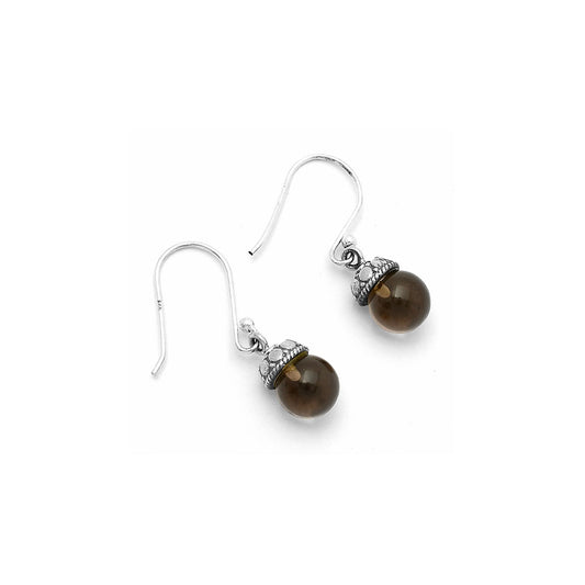 Natural Smoky Quartz Ball - Brazil Earrings E-1054 SDE64817