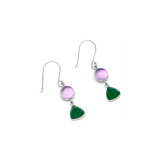 Amethyst Cab - Brazil & Green Onyx Earrings E-1006 SDE64954