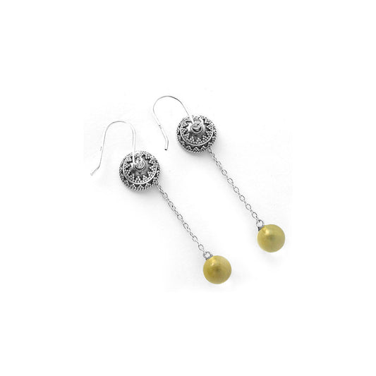Natural Lemon Quartz Ball Earrings E-1025 SDE64992