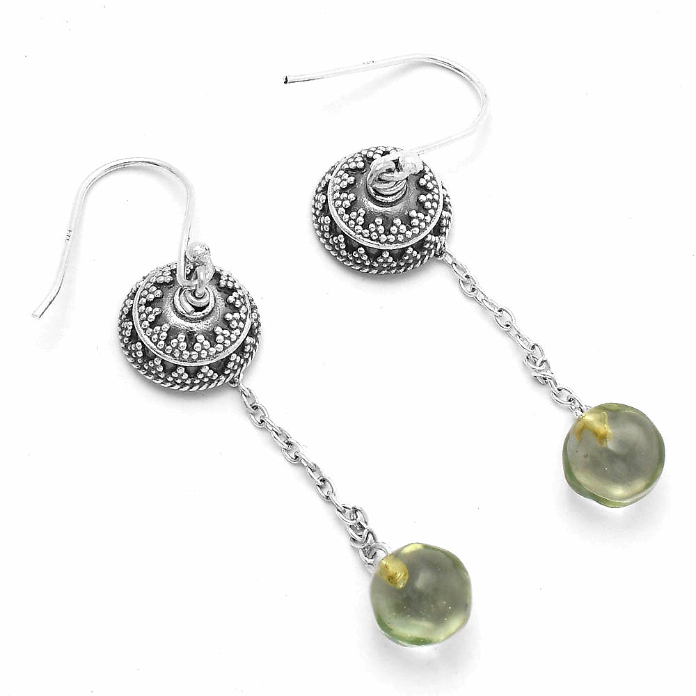 Prasiolite (Green Amethyst) Ball Earrings E-1025 SDE64996