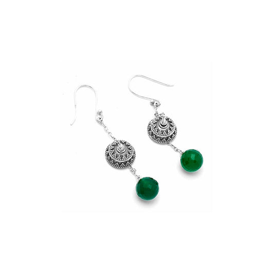 Natural Green Onyx Briolette Ball Earrings E-1025 SDE65003