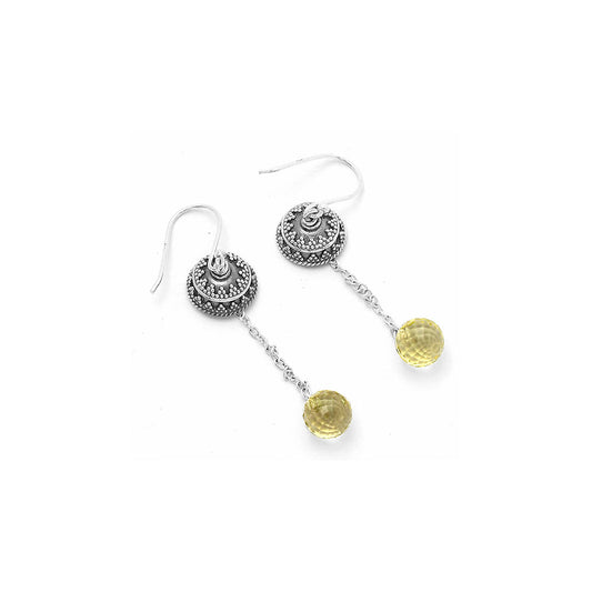 Natural Lemon Quartz Briolette Ball Earrings E-1025 SDE65006