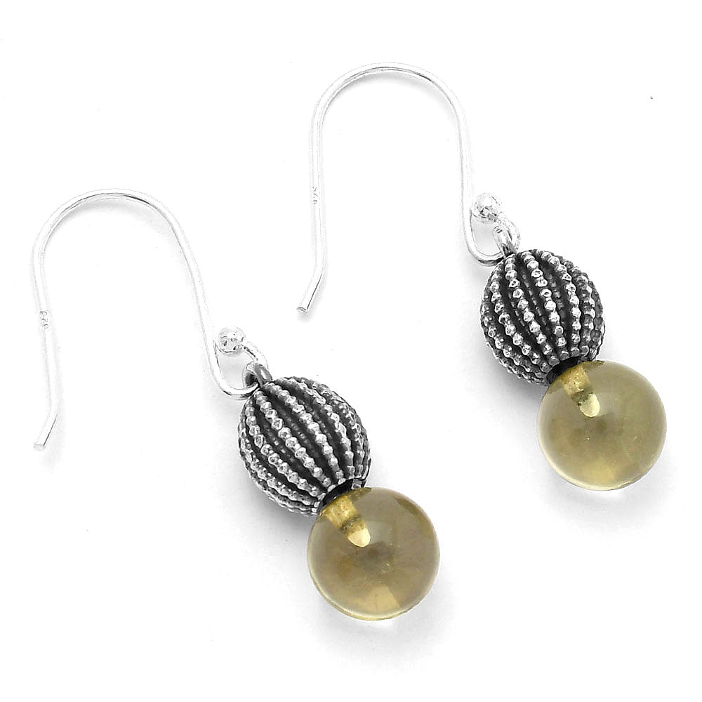 Natural Lemon Quartz Ball Earrings E-1026 SDE65019