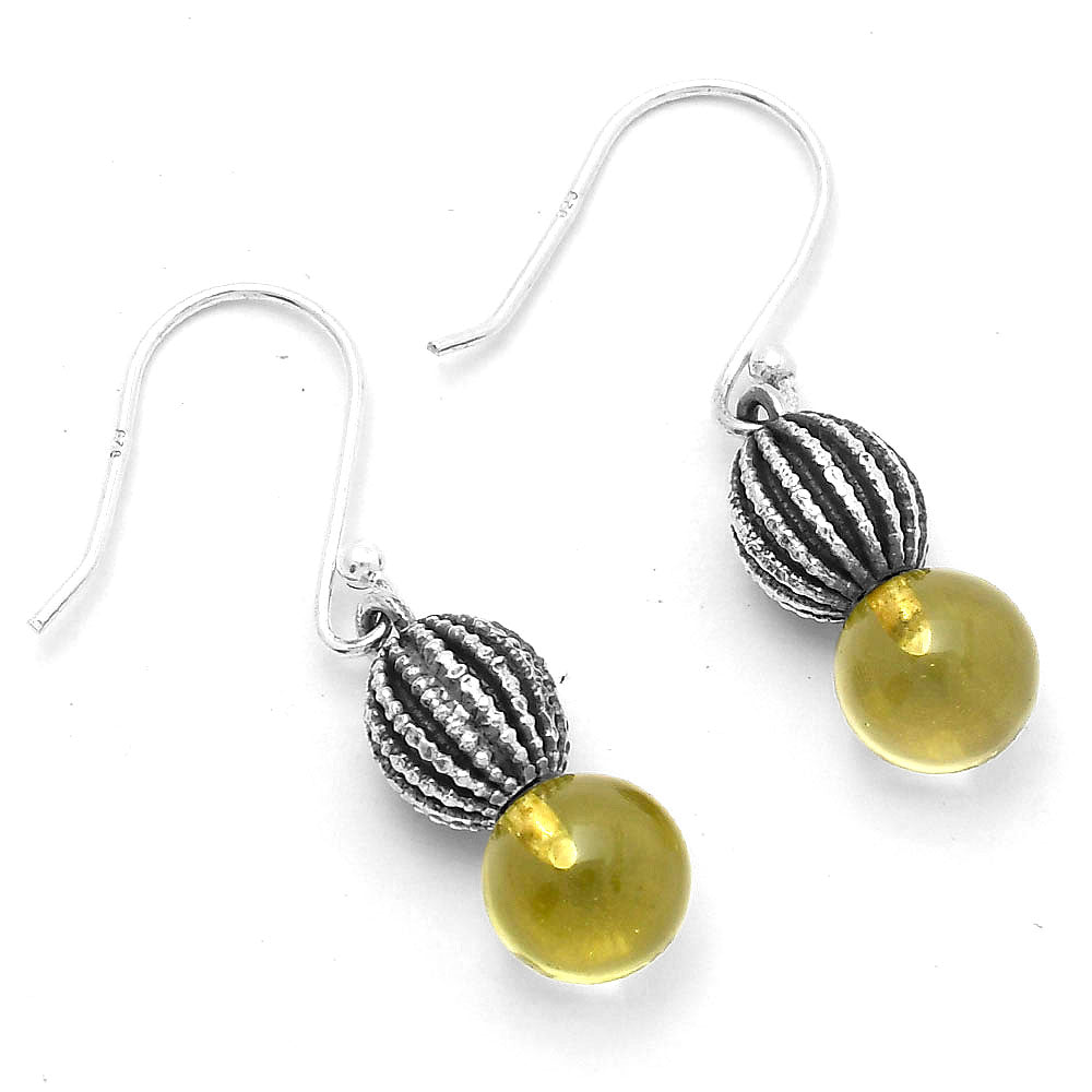 Natural Lemon Quartz Ball Earrings E-1026 SDE65020