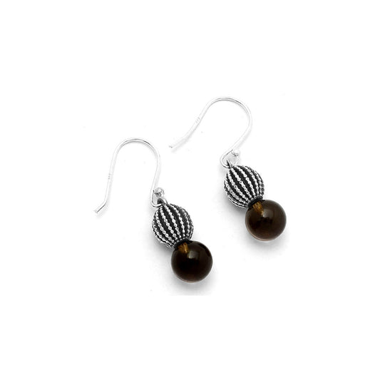 Natural Smoky Quartz Ball - Brazil Earrings E-1026 SDE65022