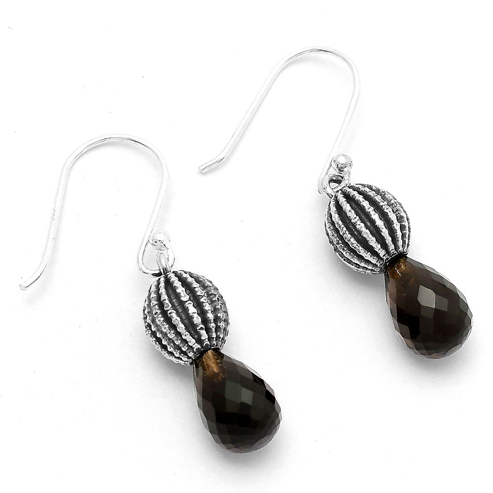 Smoky Quartz Briolette Drop - Brazil Earrings E-1026 SDE65038