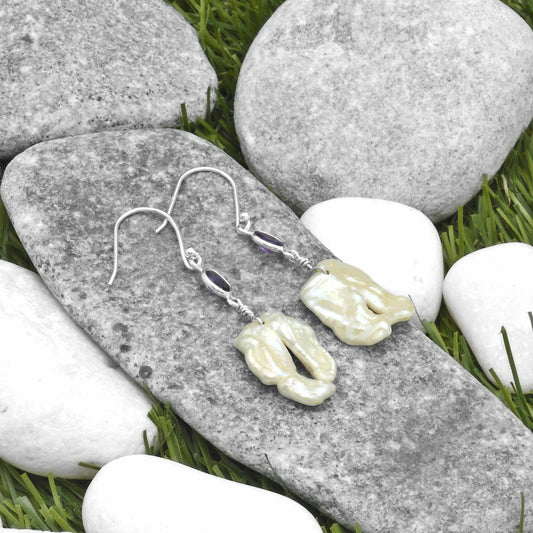 Natural Fresh Water Pearl & Tanzanite Earrings E-1011 SDE65340