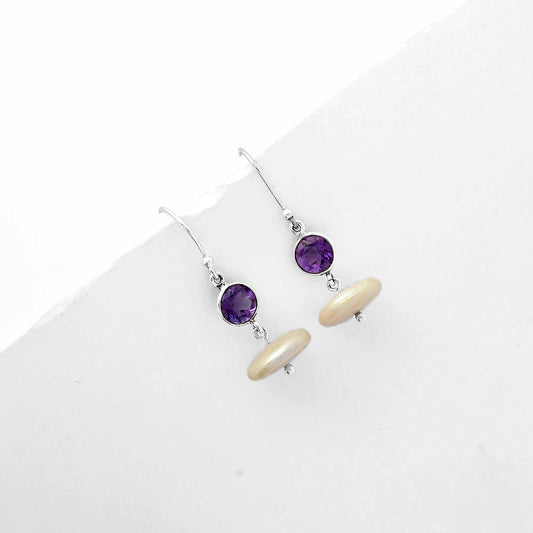 Natural Fresh Water Pearl & Amethyst Earrings E-1012 SDE65579