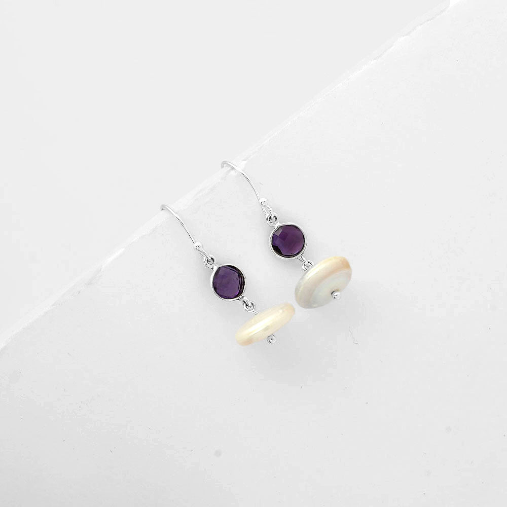 Natural Fresh Water Pearl & Amethyst Earrings E-1012 SDE65581