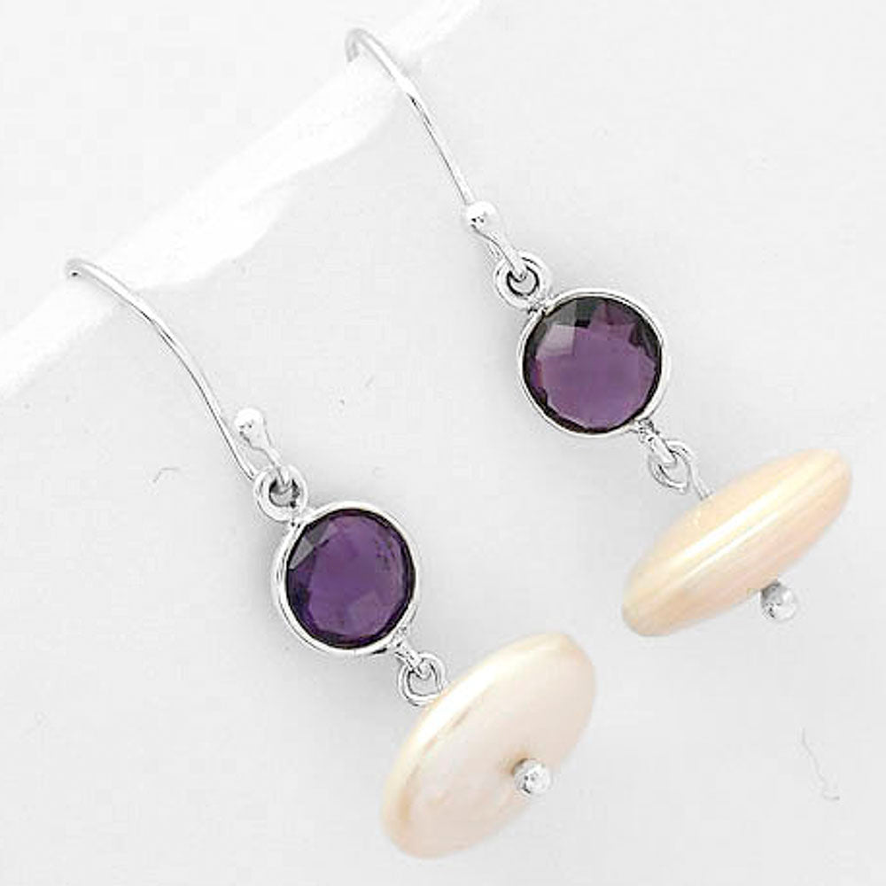 Natural Fresh Water Pearl & Amethyst Earrings E-1012 SDE65583