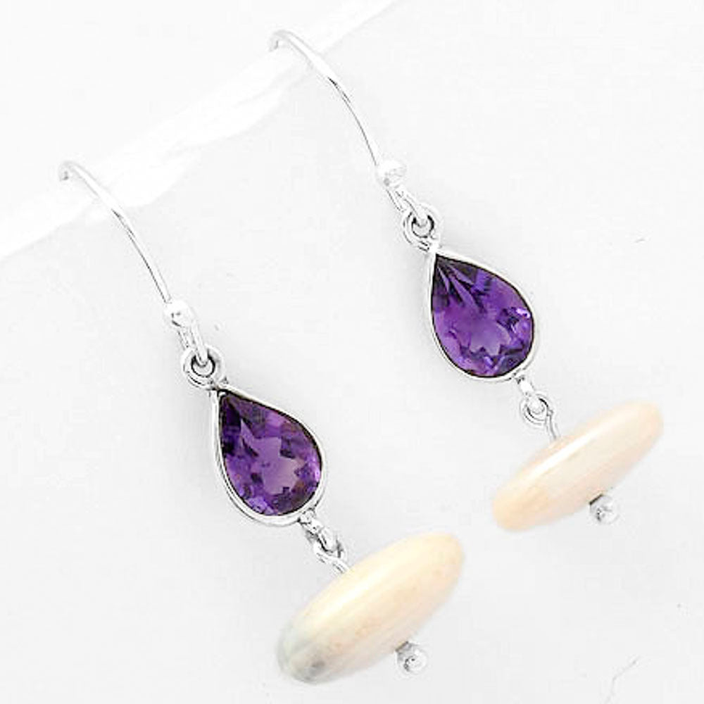 Natural Fresh Water Pearl & Amethyst Earrings E-1012 SDE65590