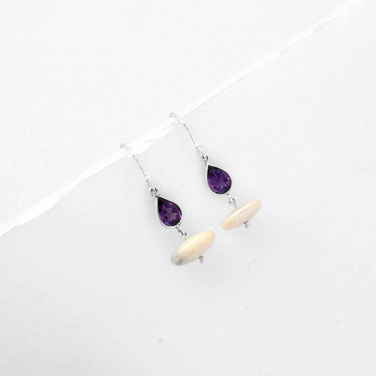 Natural Fresh Water Pearl & Amethyst Earrings E-1012 SDE65590