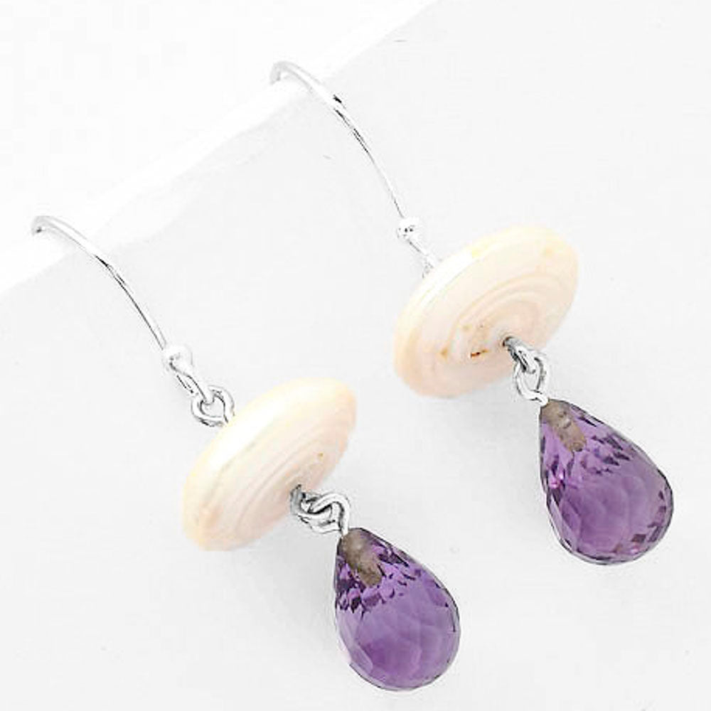 Natural Fresh Water Pearl & Amethyst Earrings E-1010 SDE65599
