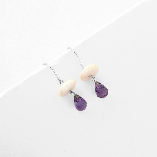 Natural Fresh Water Pearl & Amethyst Earrings E-1010 SDE65599