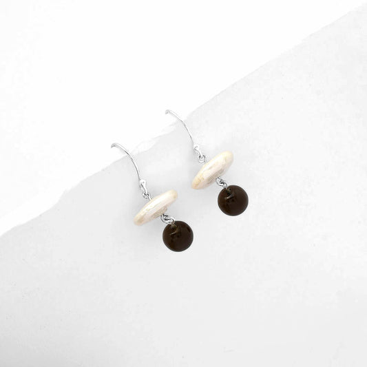 Natural Fresh Water Pearl & Smoky Quartz Earrings E-1010 SDE65602