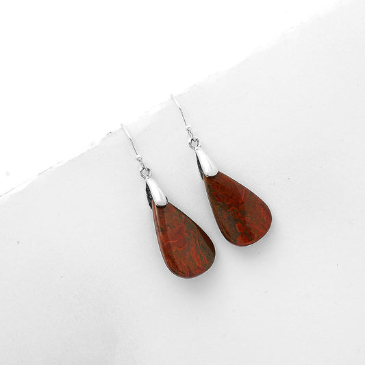 Natural Red Moss Agate Earrings E-1214 SDE66435