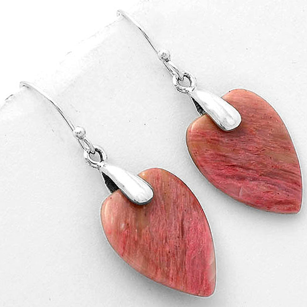 Heart Natural Pink Tulip Quartz Earrings E-1214 SDE66443
