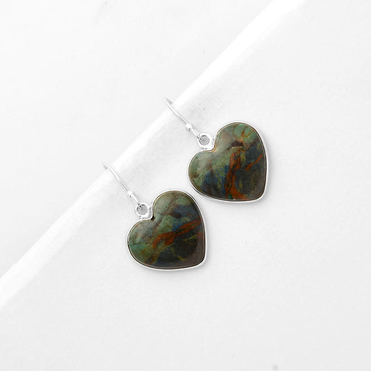 Heart Cyber Web Chrysocolla Stone Earrings E-1022 SDE66916