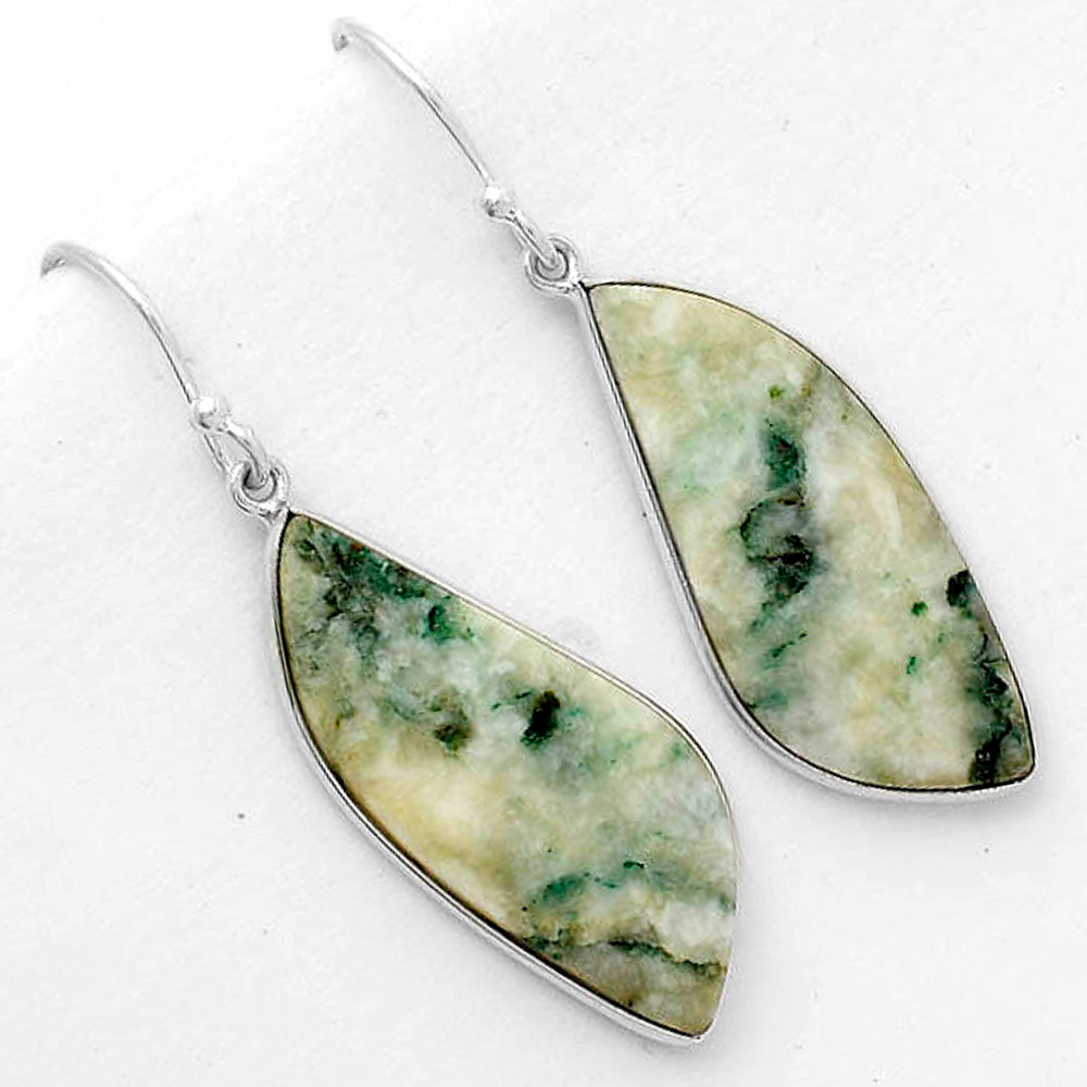 Natural Tree Weed Moss Agate - India Earrings E-1001 SDE67716