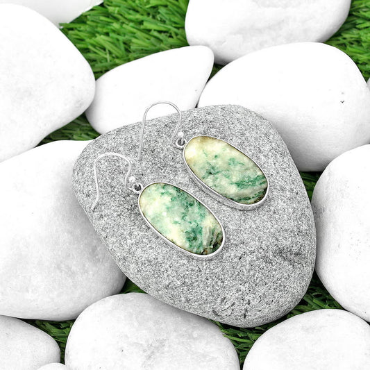 Natural Tree Weed Moss Agate - India Earrings E-1001 SDE68702